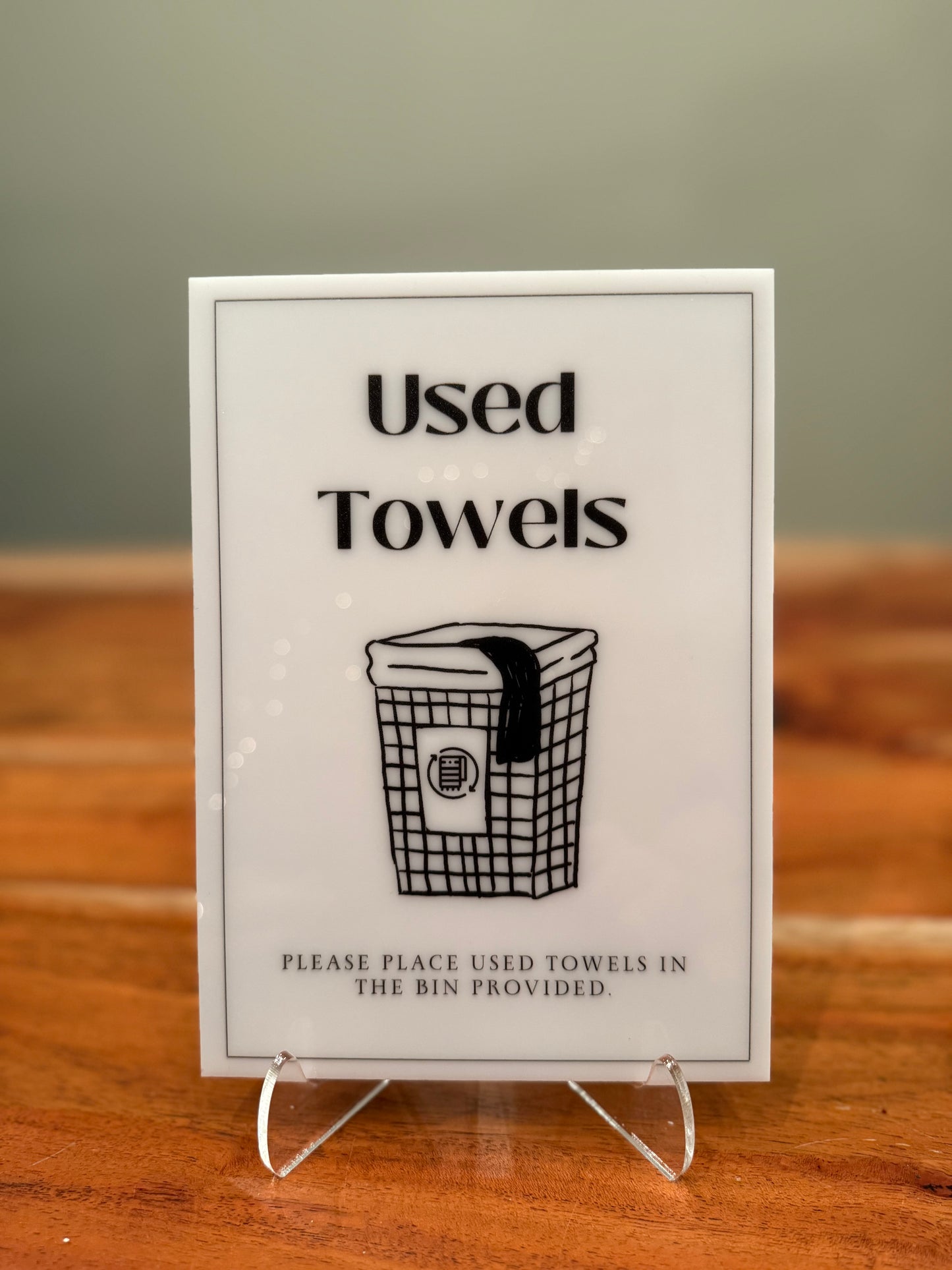 Used Towels - Vacation Rental House Rules Signs, 5x7 inch Acrylic Signs (Design 13)