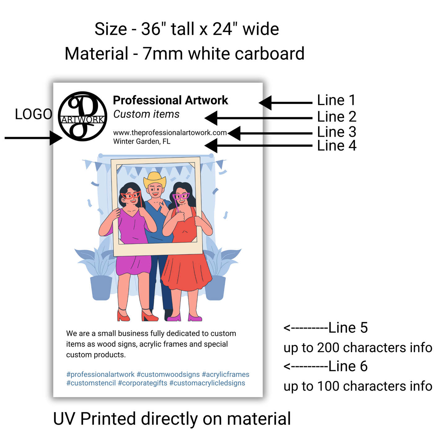 Custom Corporate Photo Frame, Made Out of 7mm Cardboard - Professional Artwork