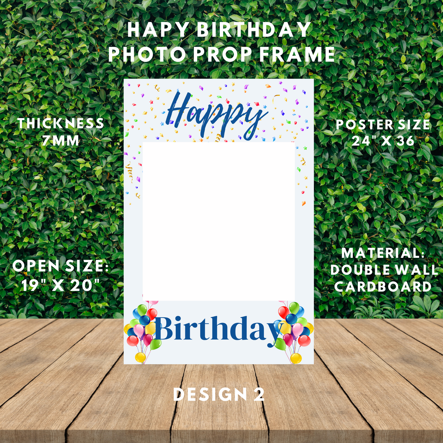 Happy Birthday Photo Prop Frame, Made Out of White Cardboard 7mm