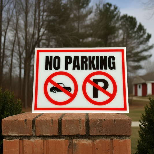No Parking Acrylic Signs, Size 5x7, Choose from 10 Warning and Policies, Each Sign Comes With Double Sided Tape for Easy Displaying. (Design 5) - Professional Artwork