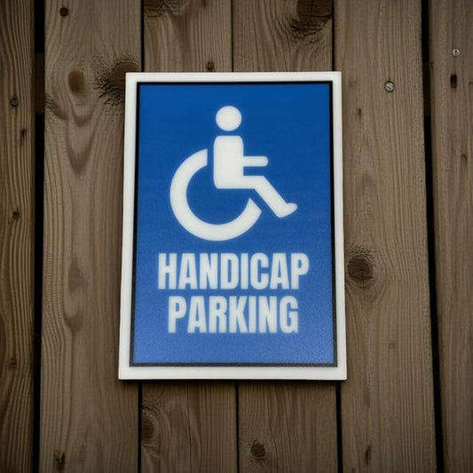 Handicap Parking Sign, 5x7 inch Acrylic Signs, Choose from 20 Warning and Policies, Each Sign Comes With Double Sided Tape for Easy Displaying. (Design 14) - Professional Artwork