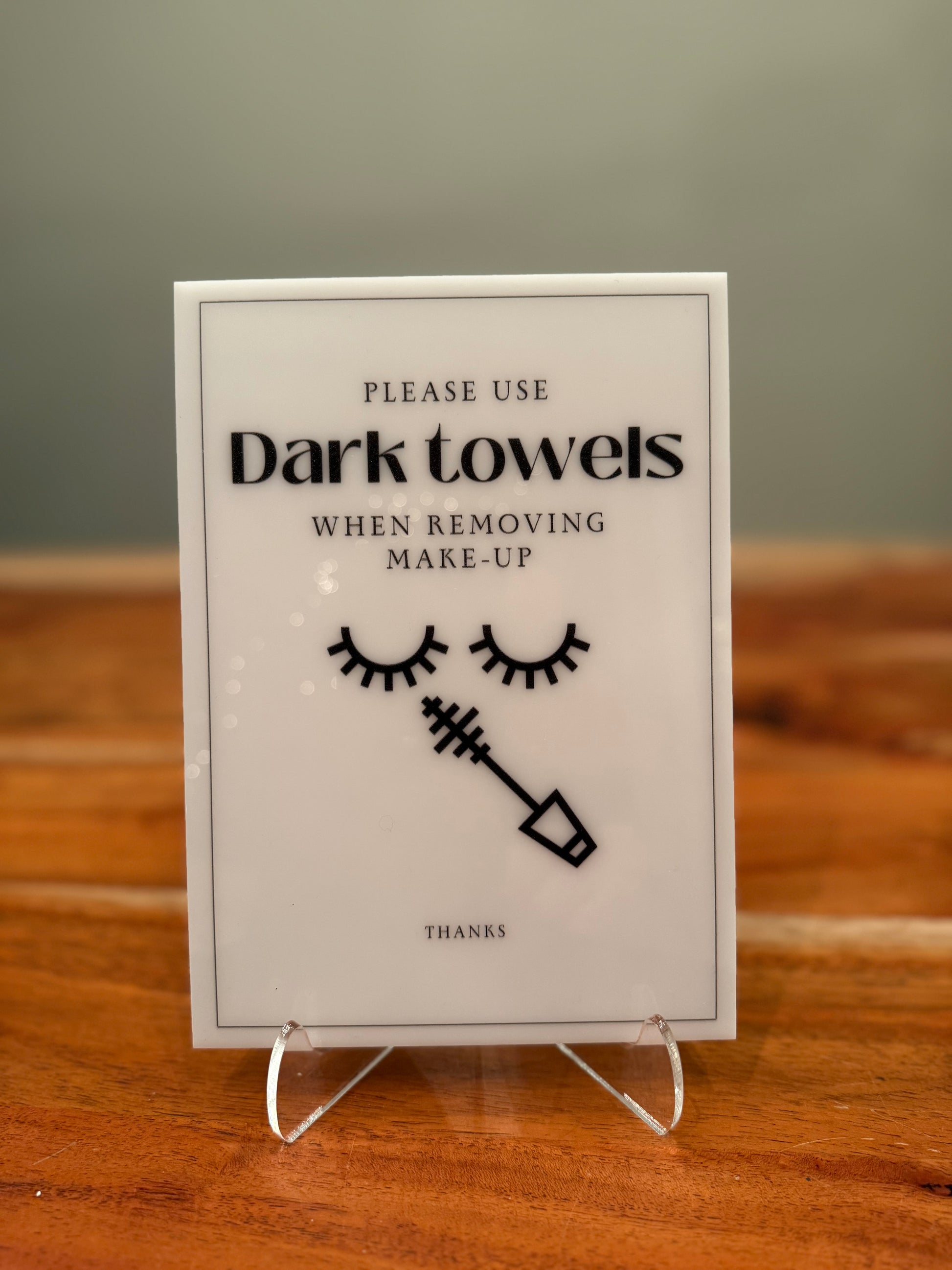 Please Use Dark Towels - Vacation Rental House Rules Signs, 5x7 inch Acrylic Signs (Design 16) - Professional Artwork