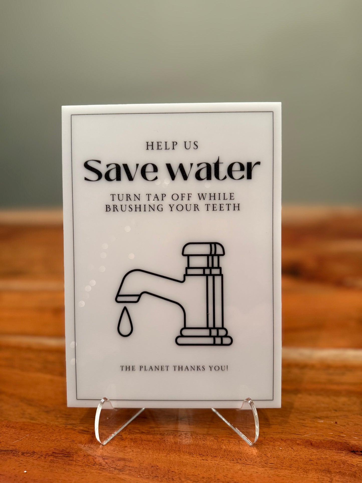 Help Us Save Water - Vacation Rental House Rules Signs, 5x7 inch Acrylic Signs (Design 8) - Professional Artwork