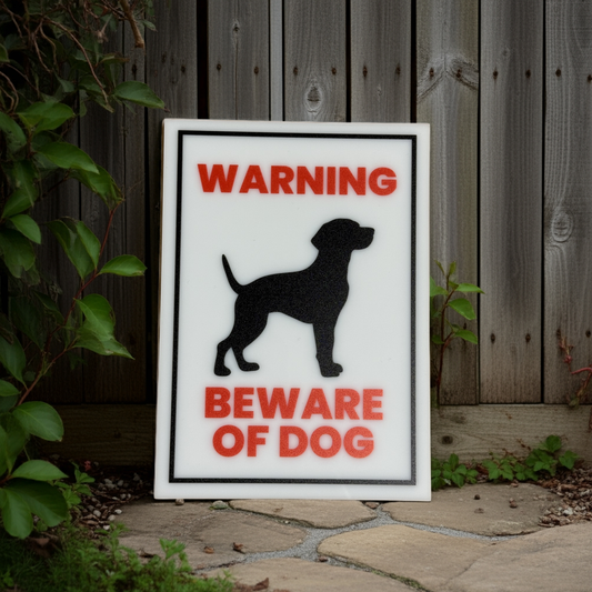 Warning Beware Of Dog Sign, 5x7 inch Acrylic Signs, Choose from 30 Warning and Policies, Each Sign Comes With Double Sided Tape for Easy Displaying. (Design 25) - Professional Artwork