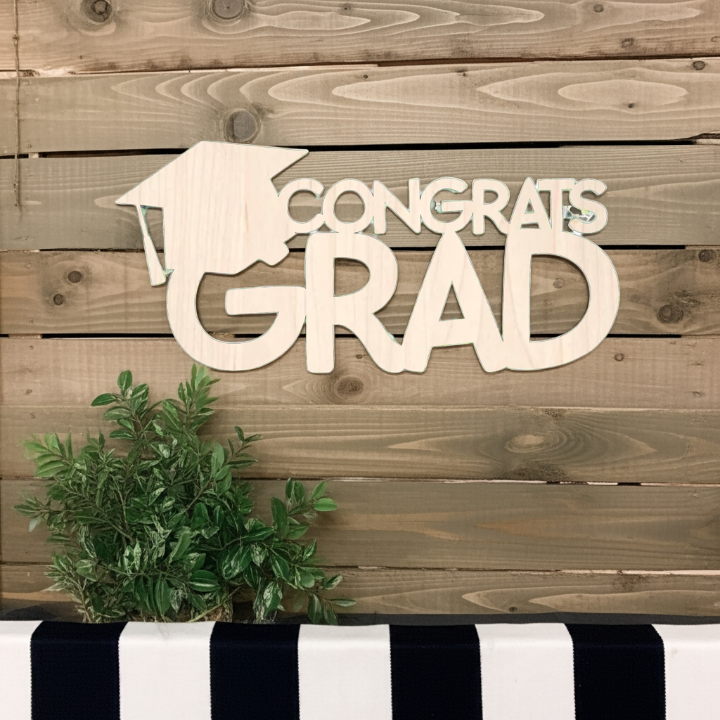 Congrats Grad Stacked Wood Sign - Professional Artwork
