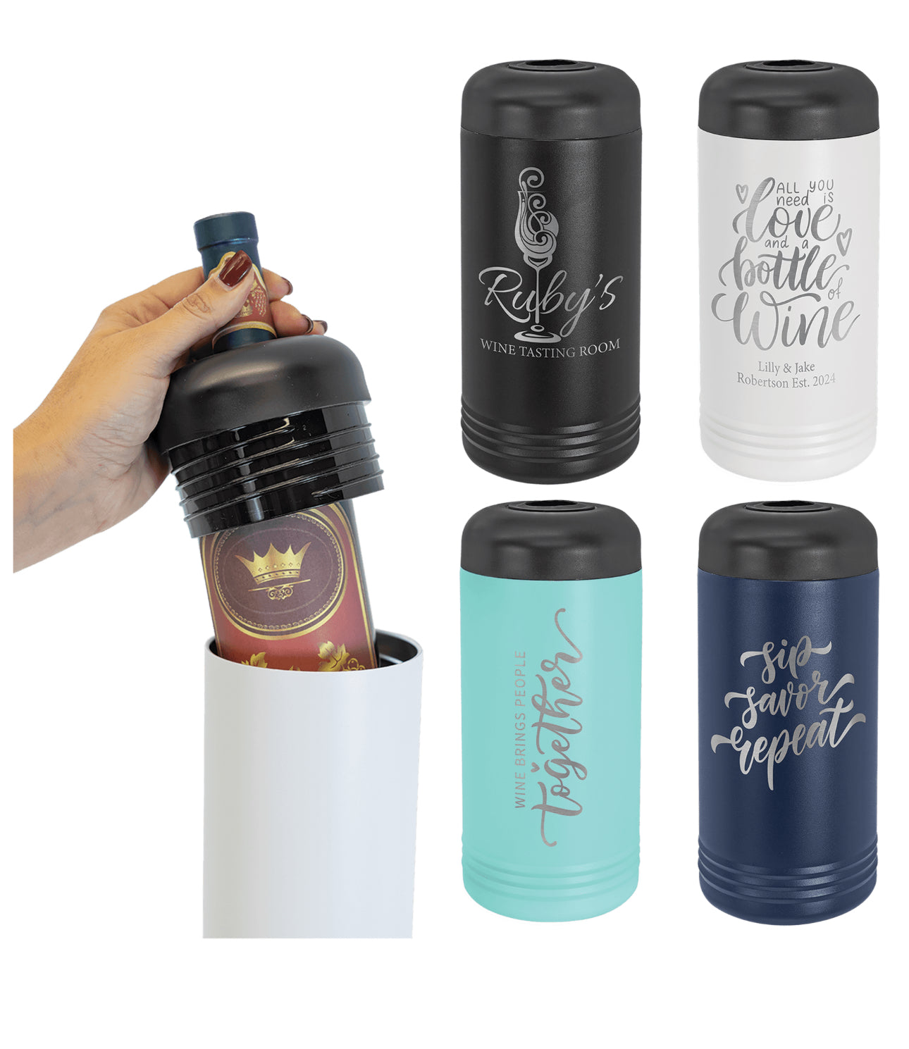 Wine Chiller, Stainless Steel. Custom with company logo or Monogram as main picture. - Professional Artwork