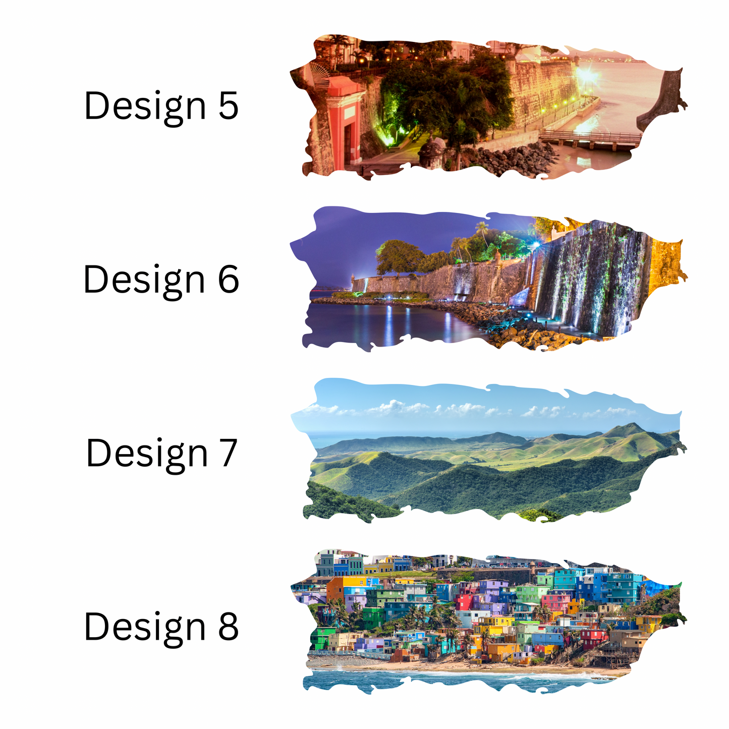 16 Designs of Puerto Rico Map made on Acrylic. A Table Art!