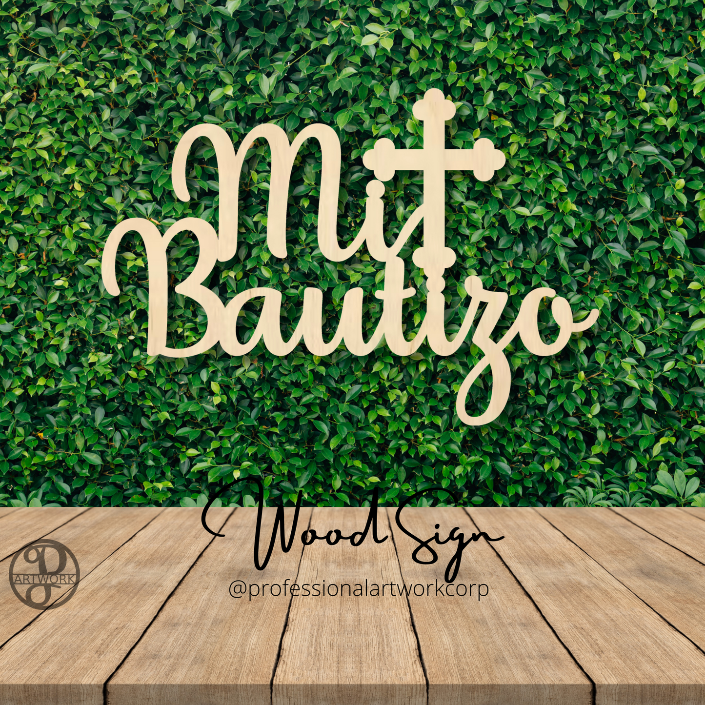 Mi Bautizo With a Cross Stacked Wood Sign - Professional Artwork