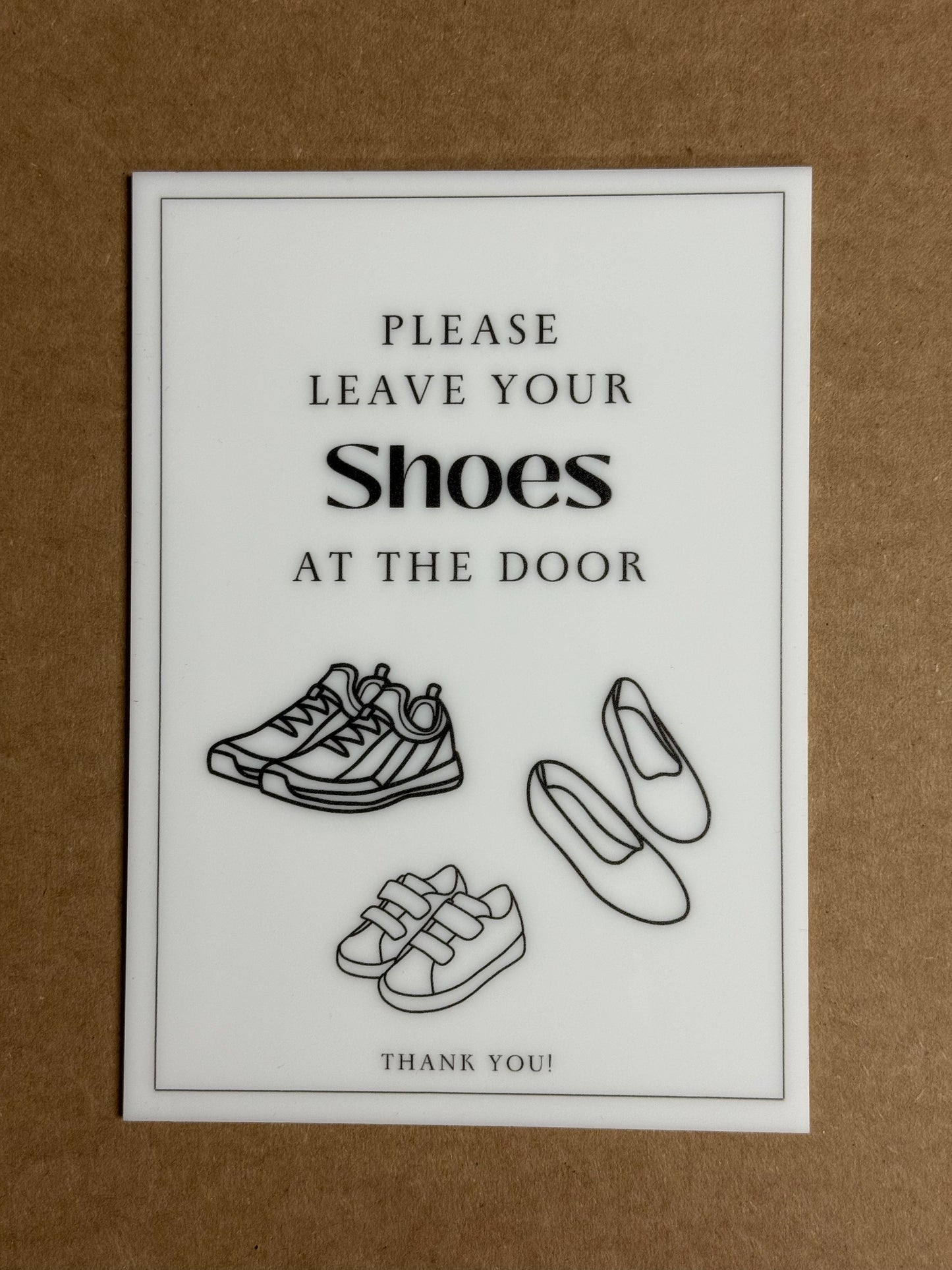 Please Leave Your Shoes - Vacation Rental House Rules Signs, 5x7 inch Acrylic Signs, Design (1) - Professional Artwork