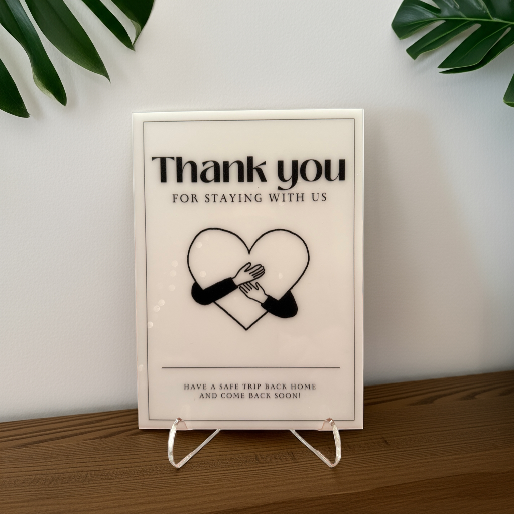 Thanks you For Staying With Us - Vacation Rental House Rules Signs, 5x7 inch Acrylic Signs, (Design 28) - Professional Artwork