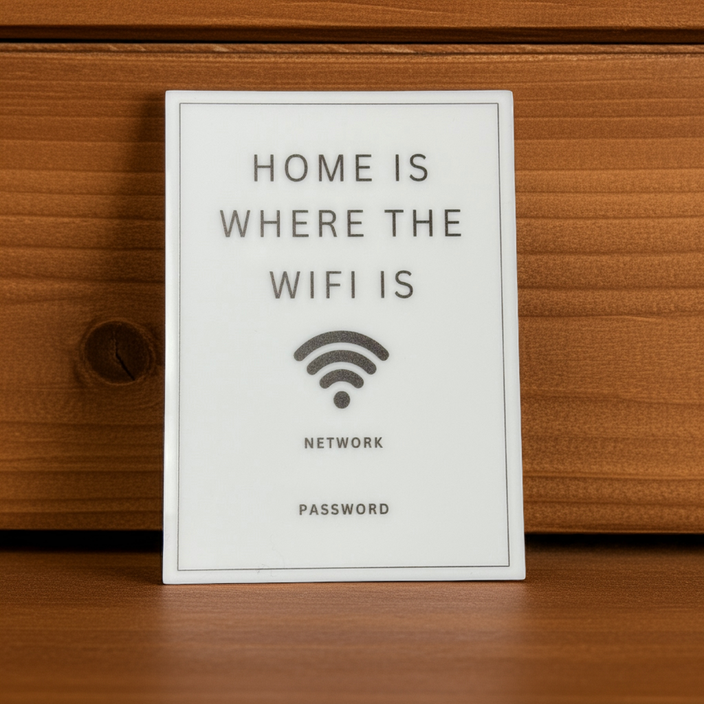 Home is Where the WiFi is - WiFi Network Password Signs, Home Network Information Display, Use Dry Eraser to change user Name and Password. Size 5"x7". Design 1. - Professional Artwork