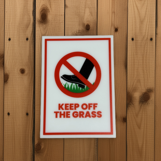 Keep Off The Grass Sign, 5x7 inch Acrylic Signs, Choose from 30 Warning and Policies, Each Sign Comes With Double Sided Tape for Easy Displaying. (Design 27) - Professional Artwork