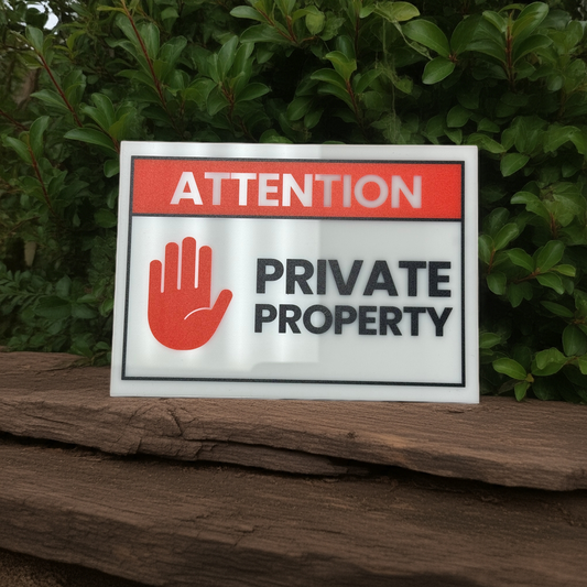Attention, Private Property Acrylic Signs, Size 5x7, Choose from 10 Warning and Policies, Each Sign Comes With Double Sided Tape for Easy Displaying. (Design 2) - Professional Artwork