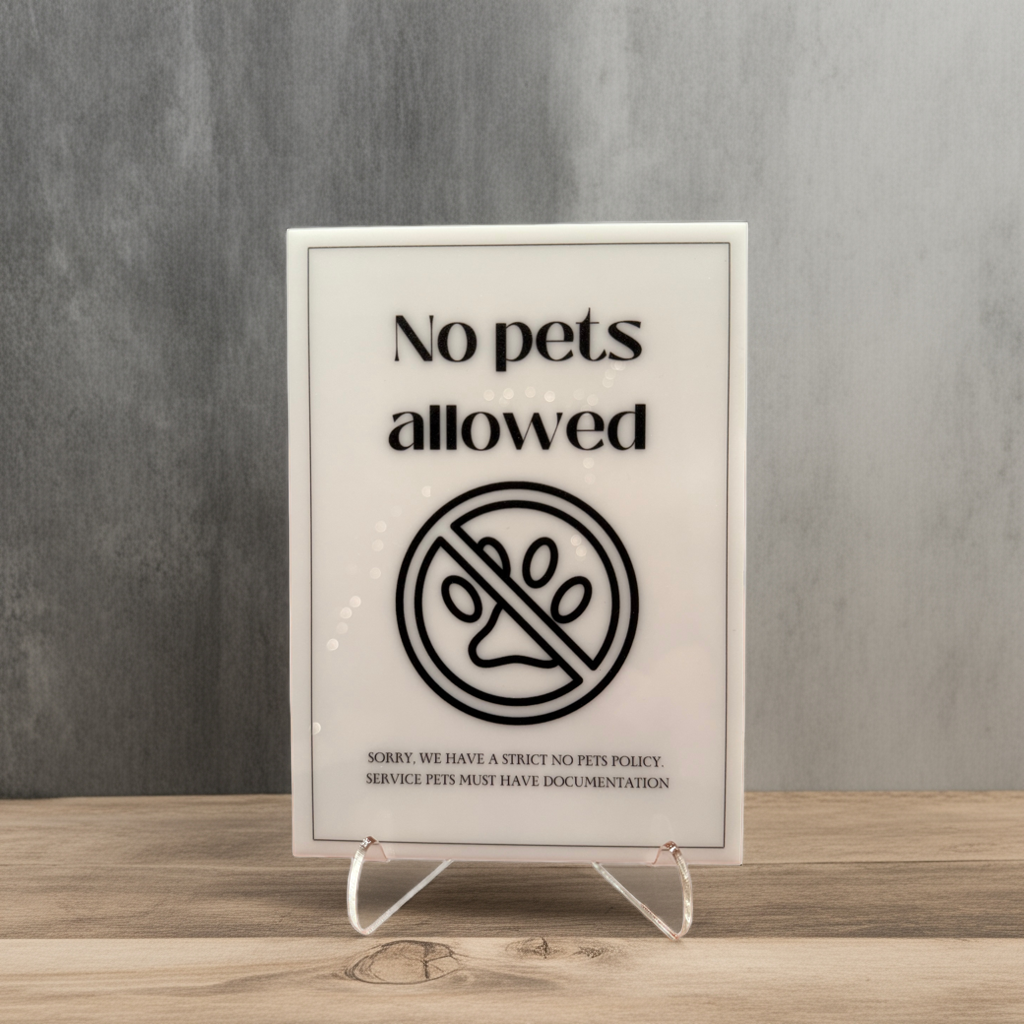 No Pets Allowed - Vacation Rental House Rules Signs, 5x7 inch Acrylic Signs (Design 18) - Professional Artwork