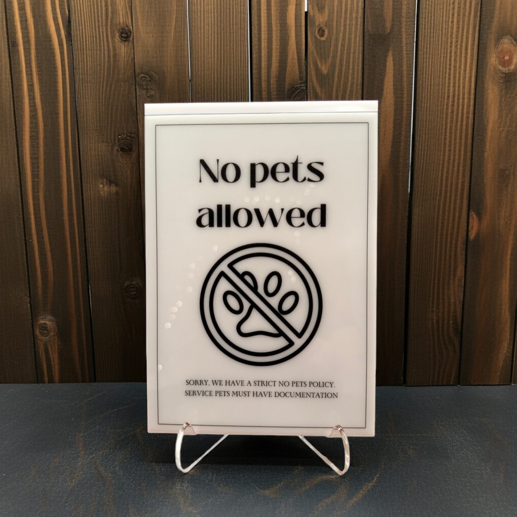 No Pets Allowed - Vacation Rental House Rules Signs, 5x7 inch Acrylic Signs (Design 18) - Professional Artwork