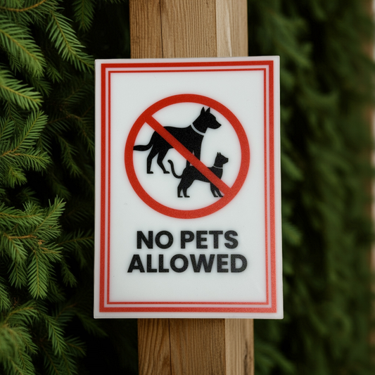 No Pets Allowed Sign, 5x7 inch Acrylic Signs, Choose from 30 Warning and Policies, Each Sign Comes With Double Sided Tape for Easy Displaying. (Design 22) - Professional Artwork