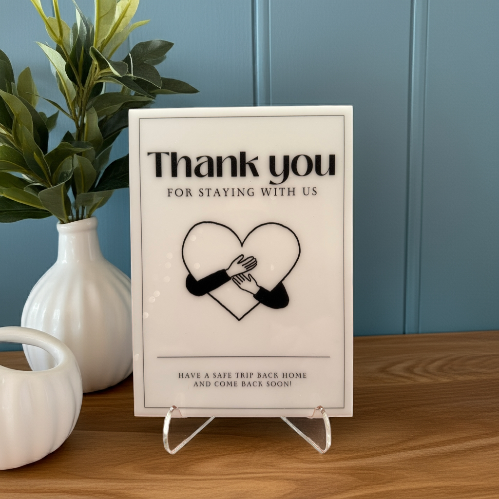 Thanks you For Staying With Us - Vacation Rental House Rules Signs, 5x7 inch Acrylic Signs, (Design 28) - Professional Artwork