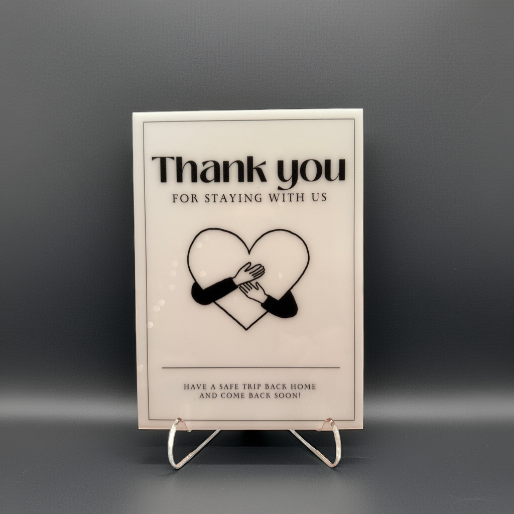 Thanks you For Staying With Us - Vacation Rental House Rules Signs, 5x7 inch Acrylic Signs, (Design 28) - Professional Artwork