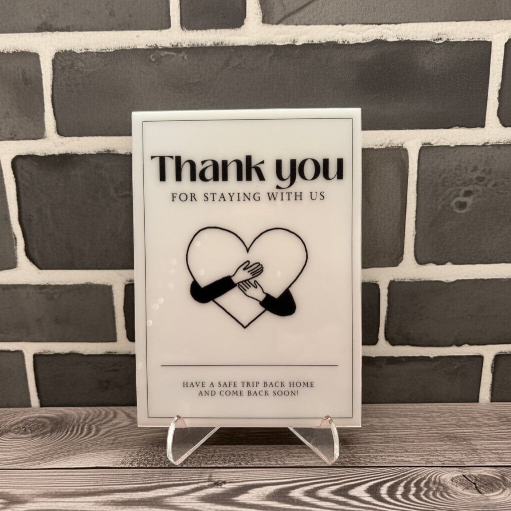 Thanks you For Staying With Us - Vacation Rental House Rules Signs, 5x7 inch Acrylic Signs, (Design 28) - Professional Artwork