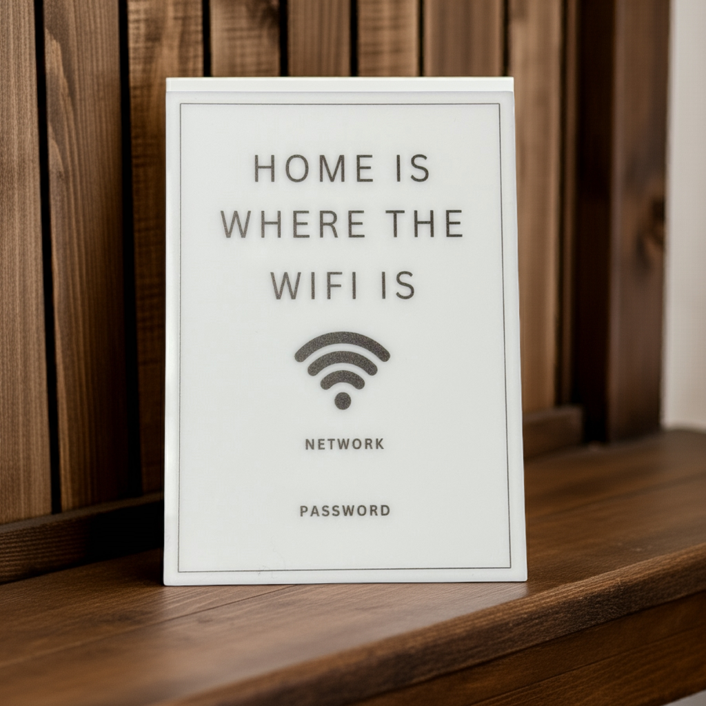 Home is Where the WiFi is - WiFi Network Password Signs, Home Network Information Display, Use Dry Eraser to change user Name and Password. Size 5"x7". Design 1. - Professional Artwork