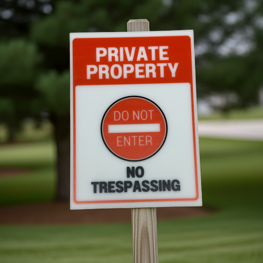 Private Property, Do Not Enter, No Trespassing Sign, 5x7 inch Acrylic Signs, Choose from 20 Warning and Policies, Each Sign Comes With Double Sided Tape for Easy Displaying. (Design 20) - Professional Artwork