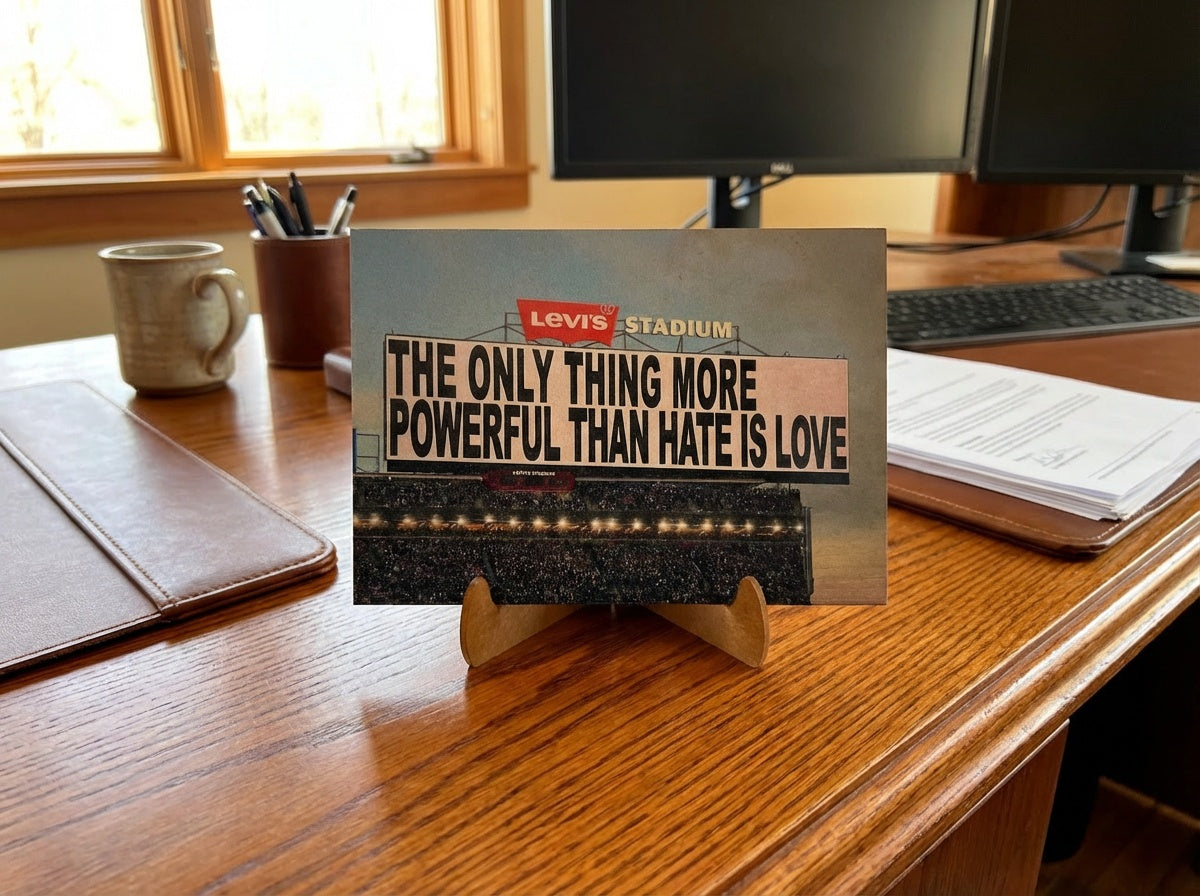 "The Only Thing More Powerful Than Hate Is Love" 5"x7" wood artwork.