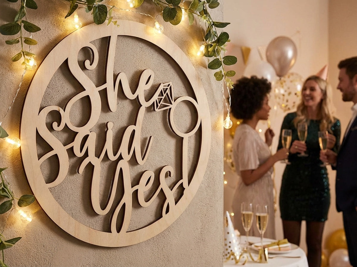 She Said Yes Round Wood Sign - Professional Artwork