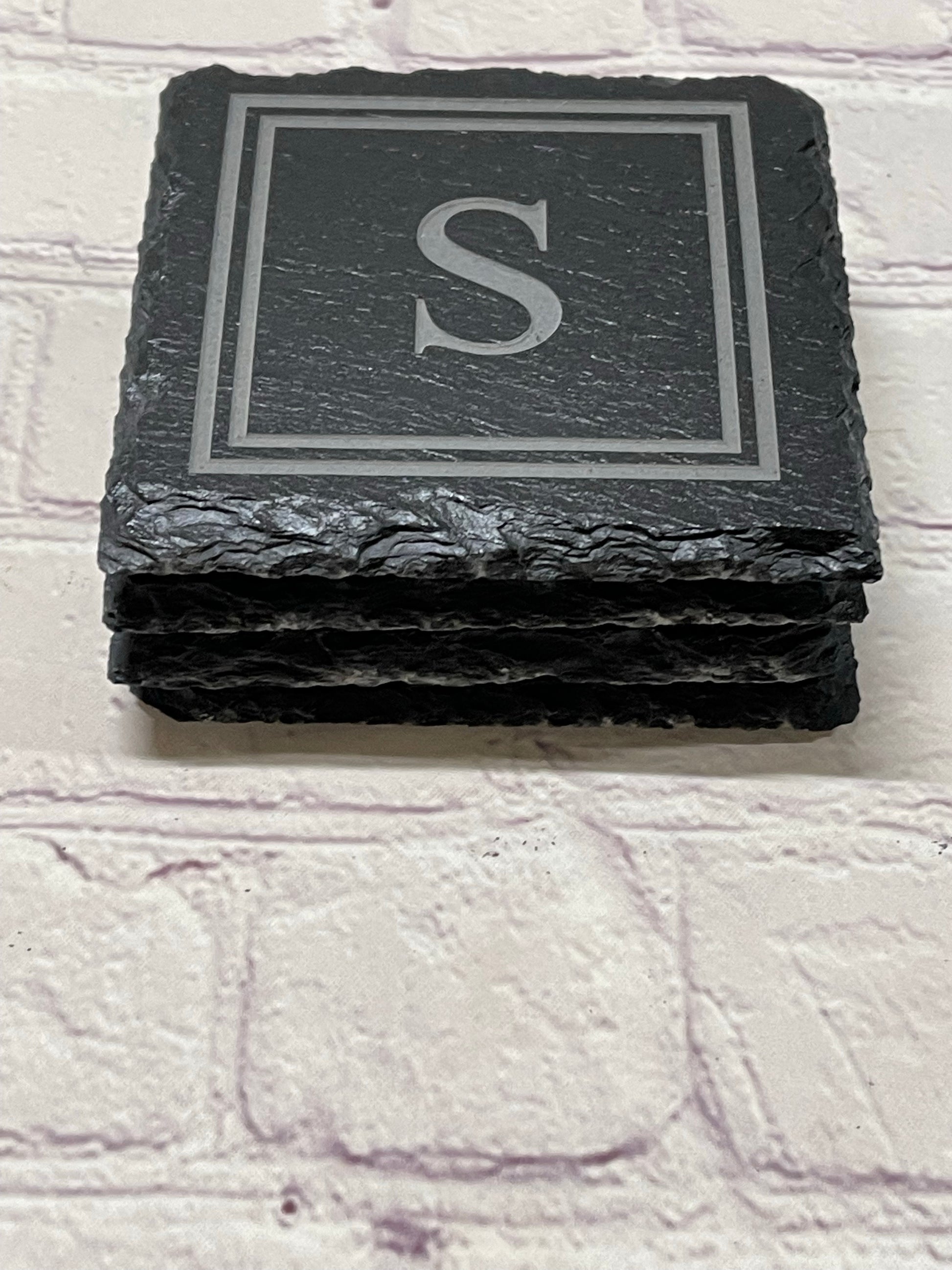 Square Slate Coasters Set of 4 - Bulk Corporate Logo - Professional Artwork