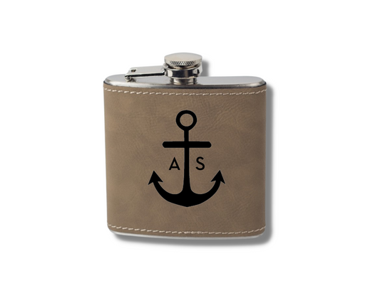 Leather 6oz Hip Flask - Professional Artwork