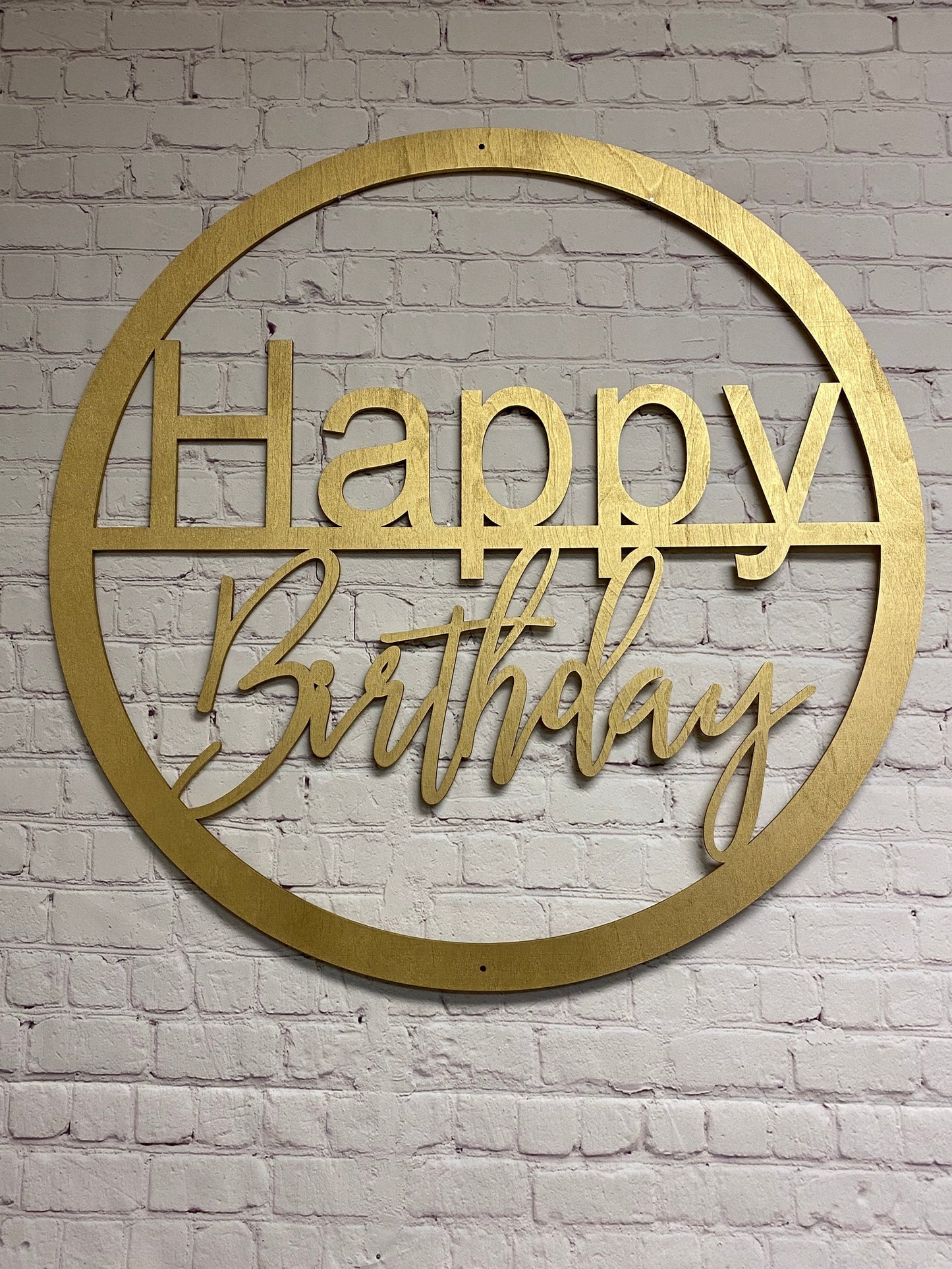 Happy Birthday Round Wood Sign - Professional Artwork