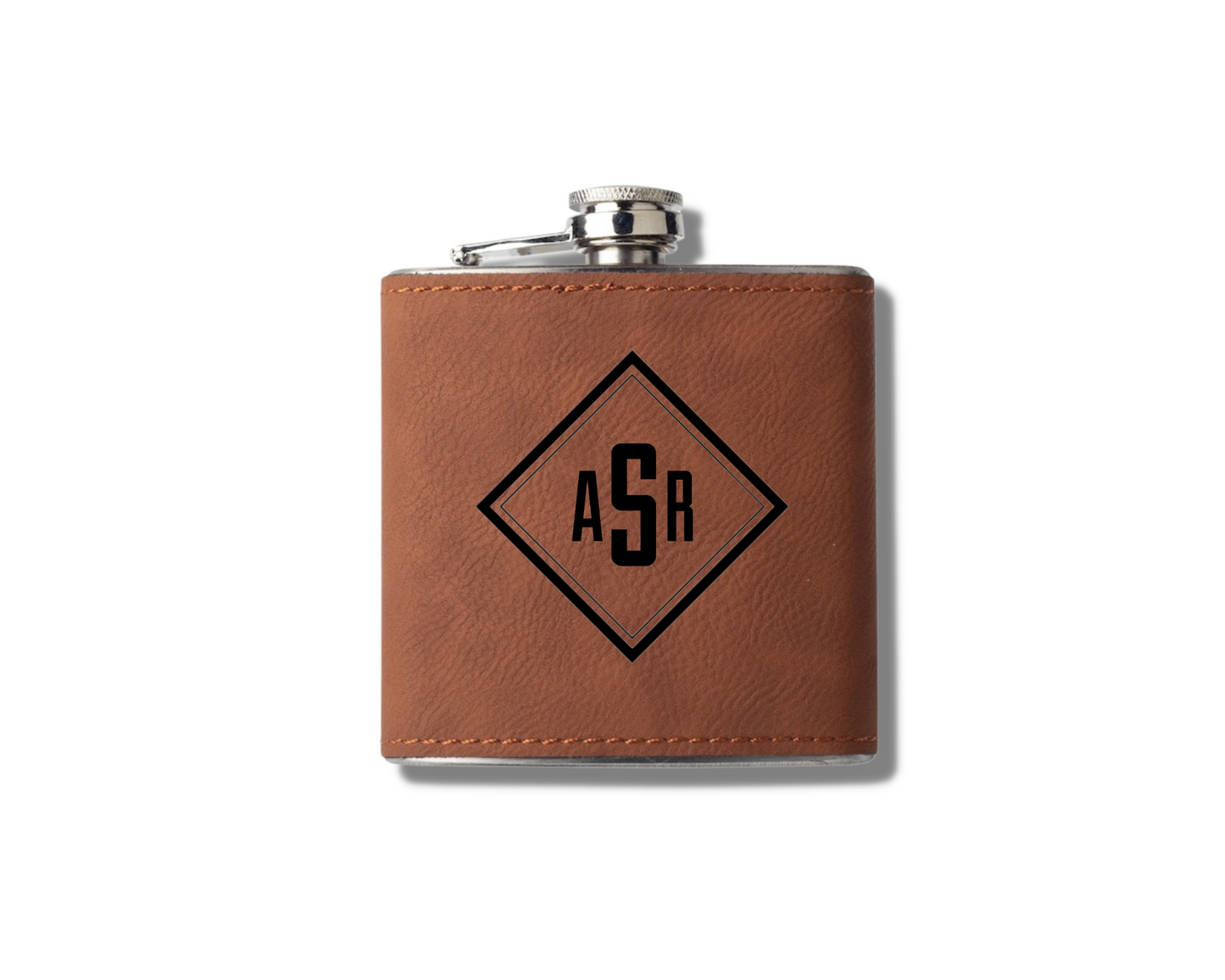 Leather 6oz Hip Flask - Professional Artwork