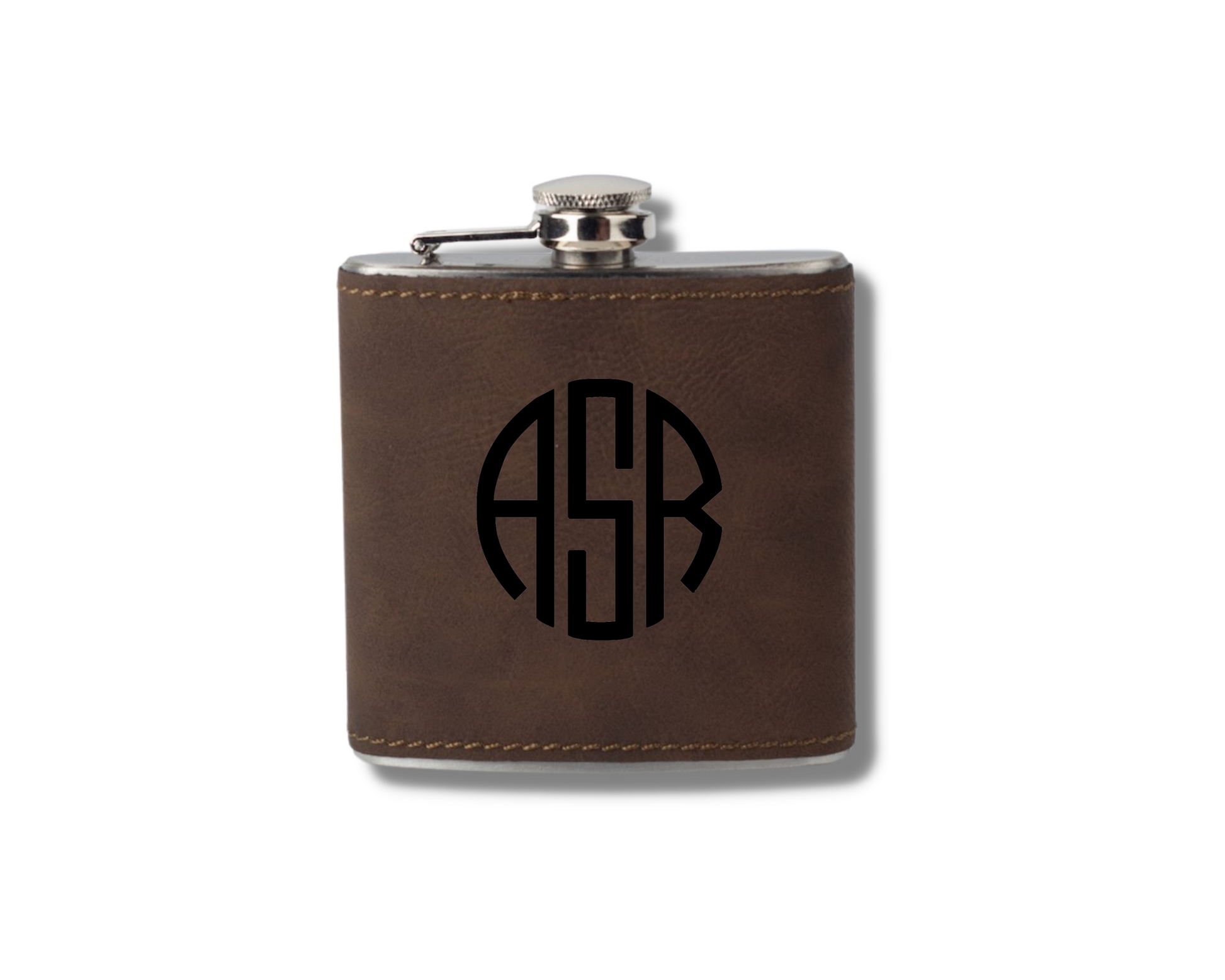 Leather 6oz Hip Flask - Professional Artwork