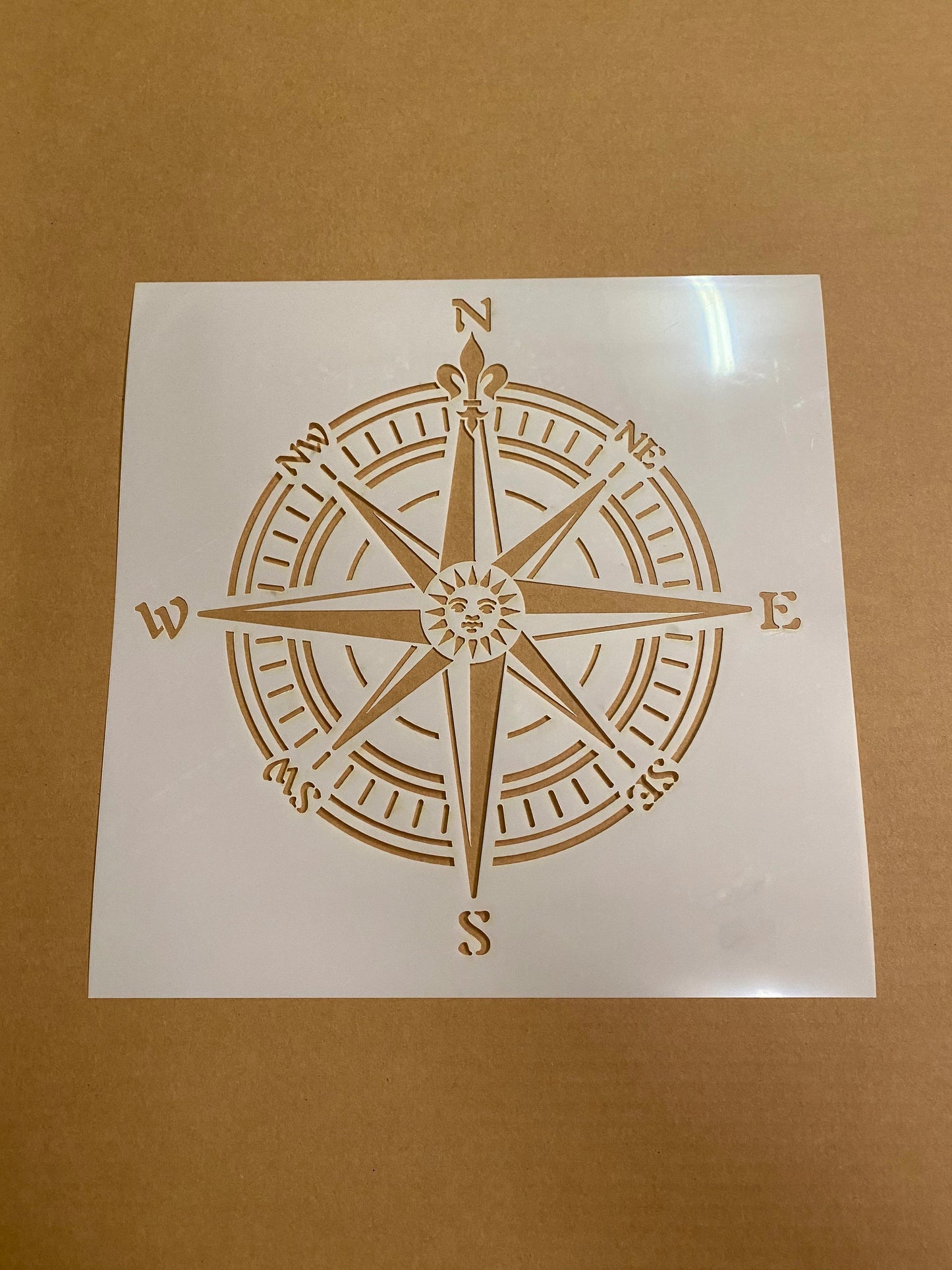 Compass Rose Stencil on Reusable Mylar - Professional Artwork