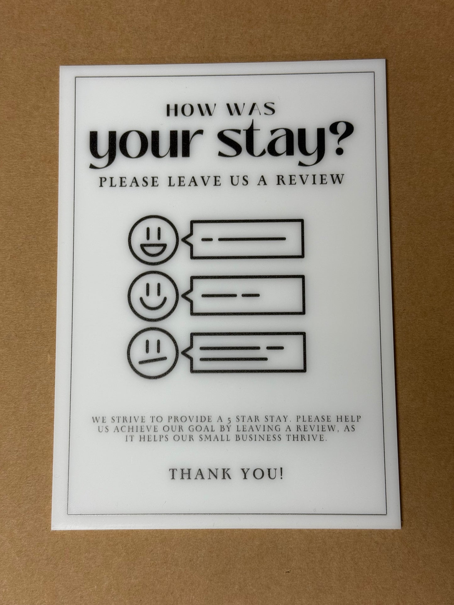 How Was Your Stay? - Vacation Rental House Rules Signs, 5x7 inch Acrylic Signs (Design 26)