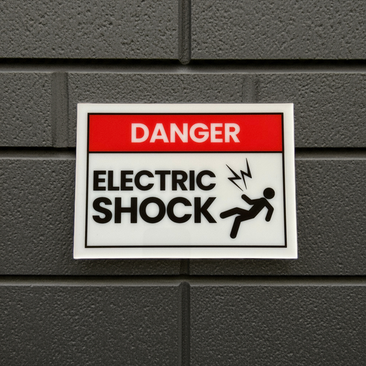Danger, Electric Shock Acrylic Signs, Size 5x7, Choose from 10 Warning and Policies, Each Sign Comes With Double Sided Tape for Easy Displaying. (Design 7) - Professional Artwork