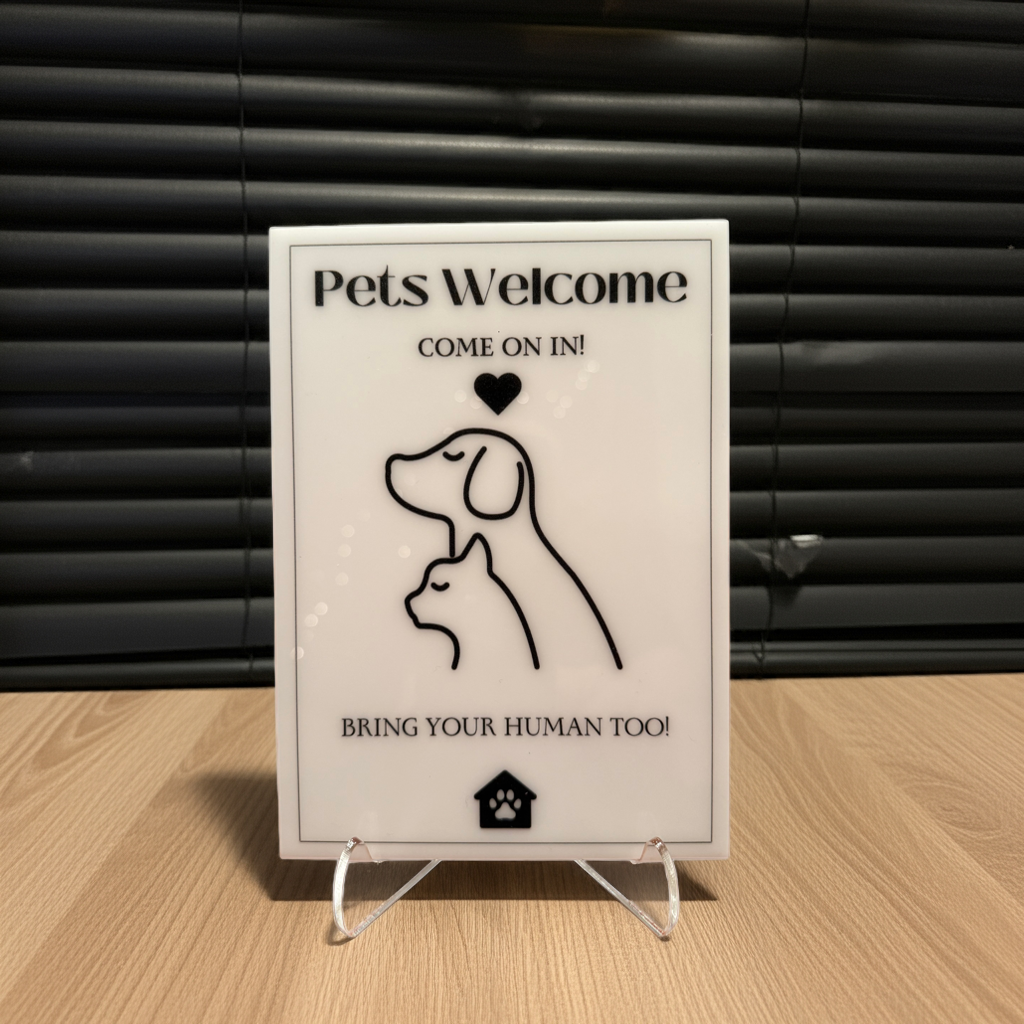 Pets Welcome - Vacation Rental House Rules Signs, 5x7 inch Acrylic Signs (Design 23)