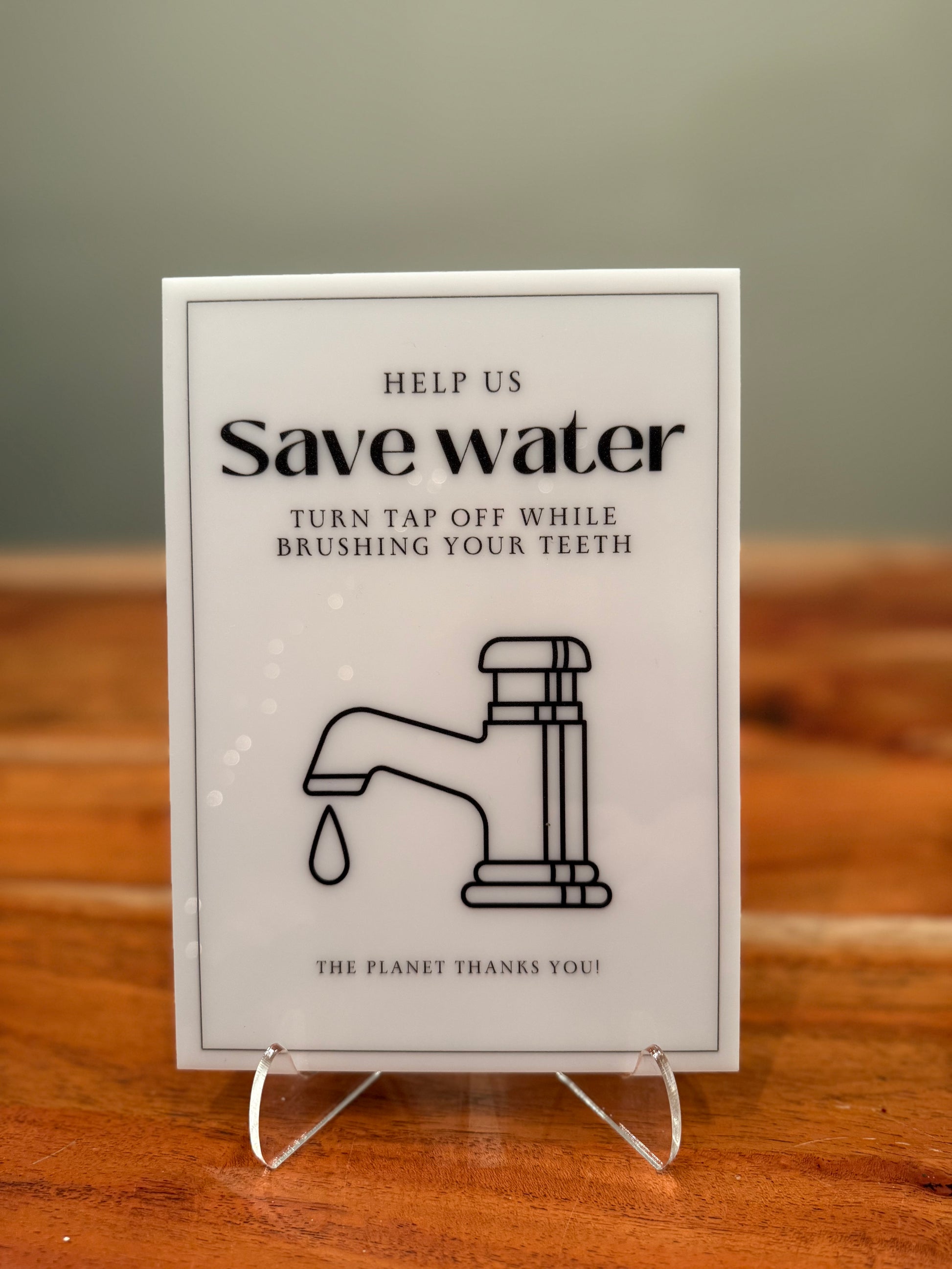 Help Us Save Water - Vacation Rental House Rules Signs, 5x7 inch Acrylic Signs (Design 8) - Professional Artwork