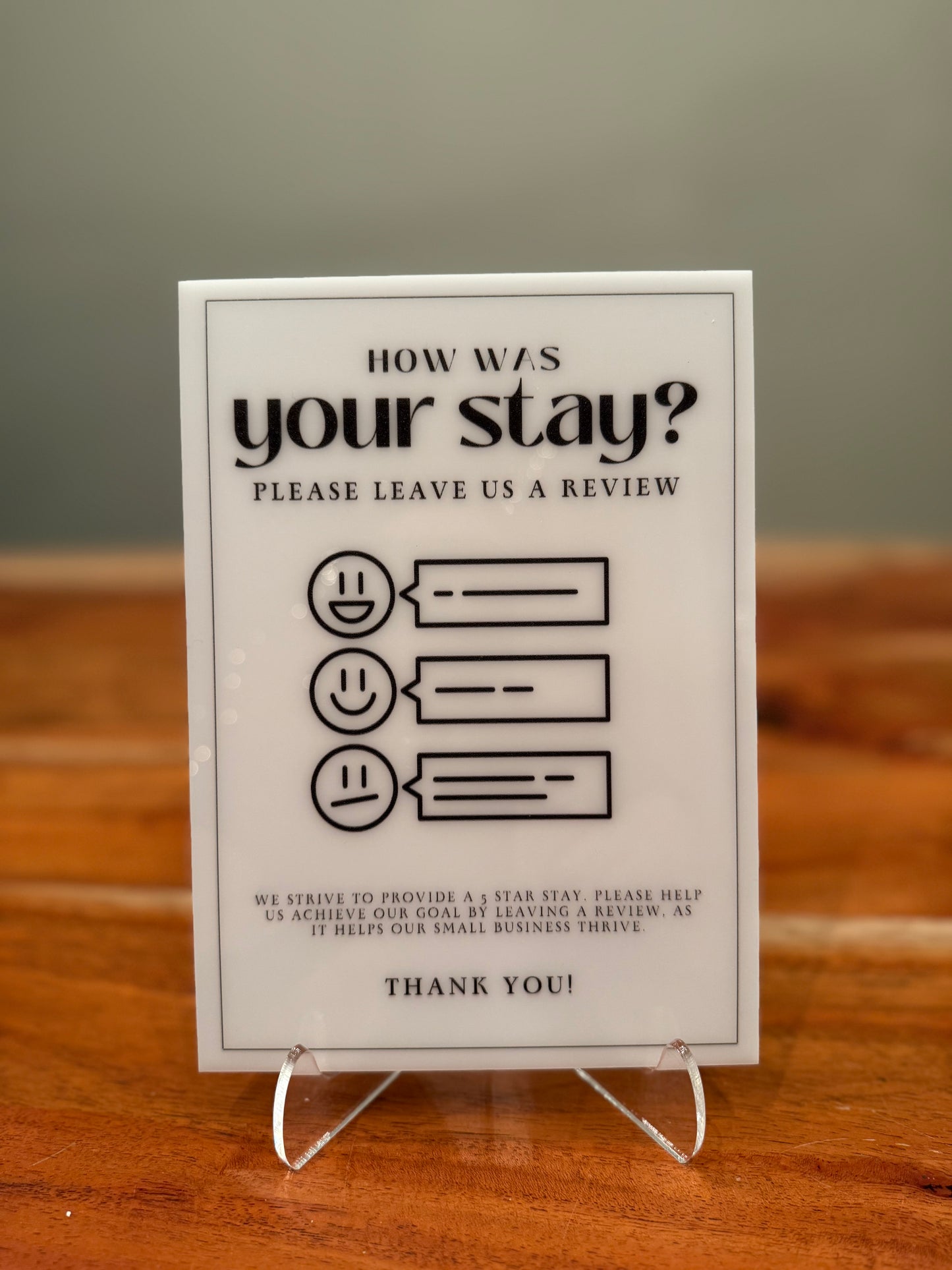 How Was Your Stay? - Vacation Rental House Rules Signs, 5x7 inch Acrylic Signs (Design 26)