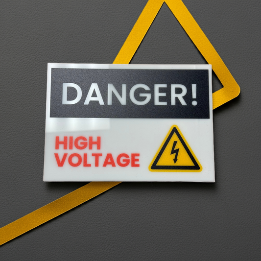 Danger, High Voltage crylic Signs, Size 5x7, Choose from 10 Warning and Policies, Each Sign Comes With Double Sided Tape for Easy Displaying. (Design 10) - Professional Artwork