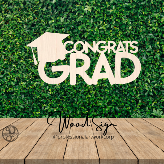 Congrats Grad Stacked Wood Sign - Professional Artwork