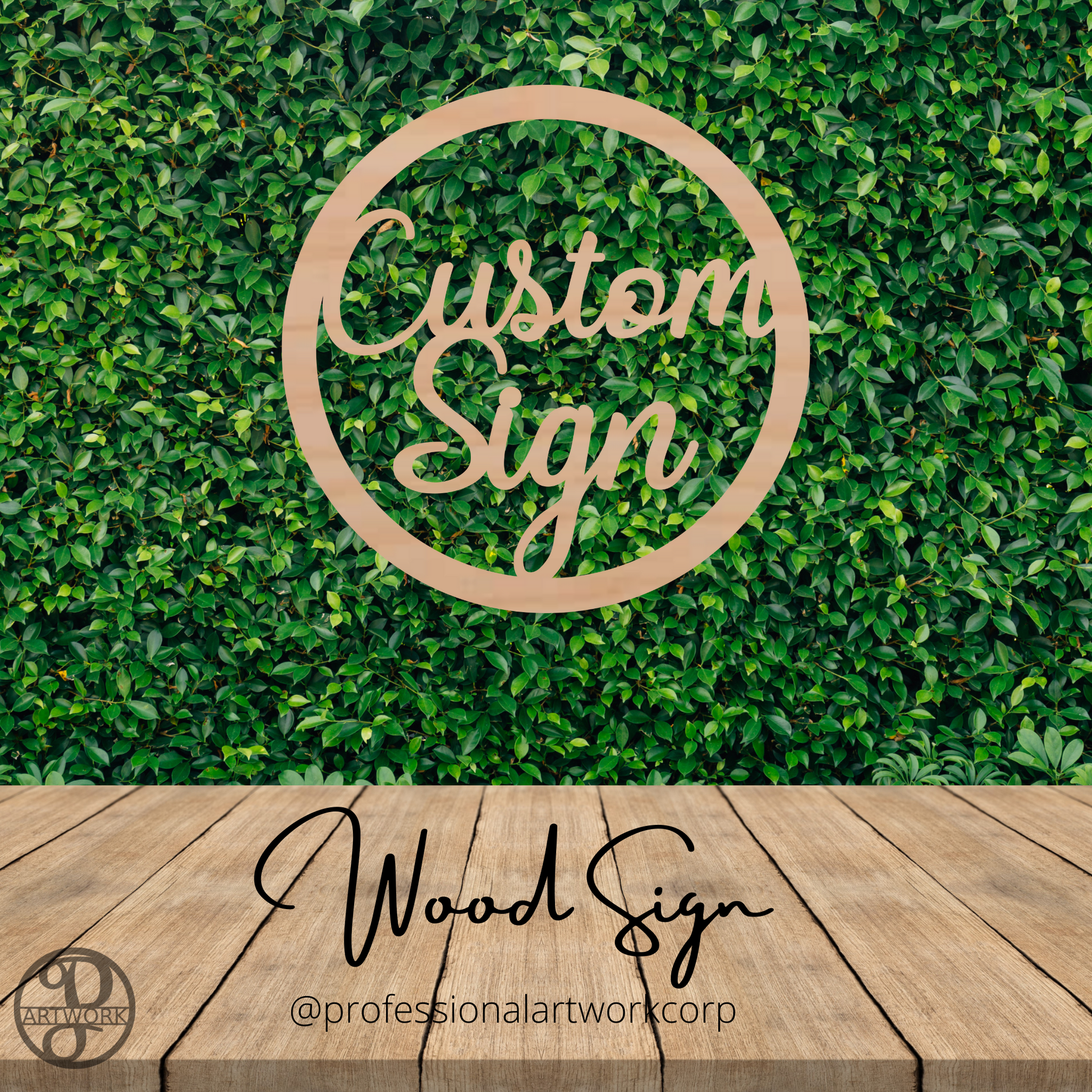 Custom Round Wood Sign - Professional Artwork
