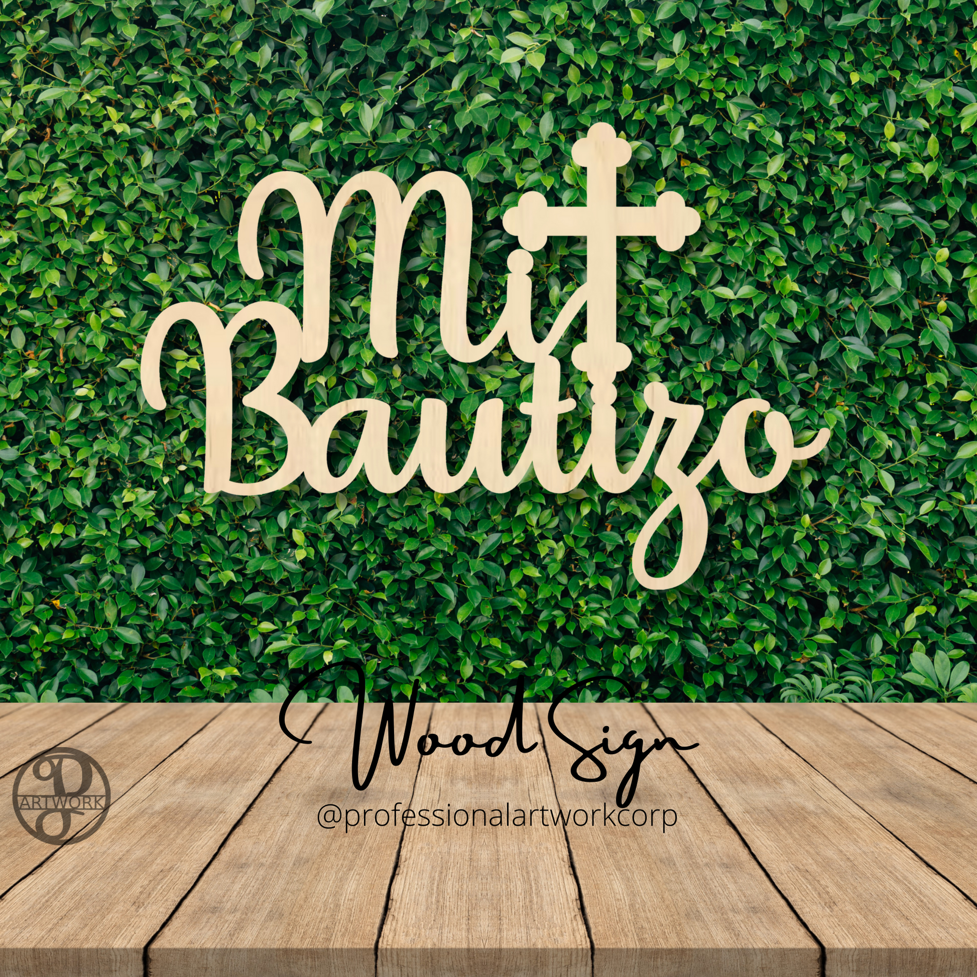 Mi Bautizo With a Cross Stacked  Wood Sign - Professional Artwork