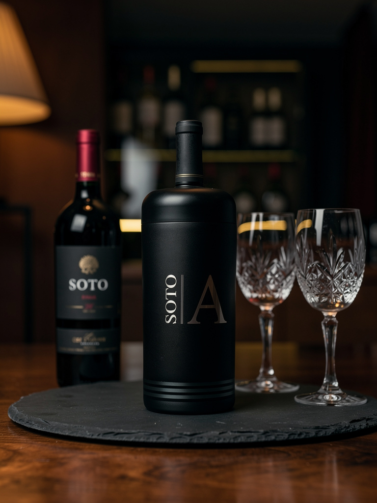 Wine Chiller, Stainless Steel. Custom with company logo or Monogram as main picture. - Professional Artwork