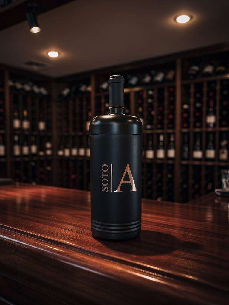 Wine Chiller, Stainless Steel. Custom with company logo or Monogram as main picture. - Professional Artwork