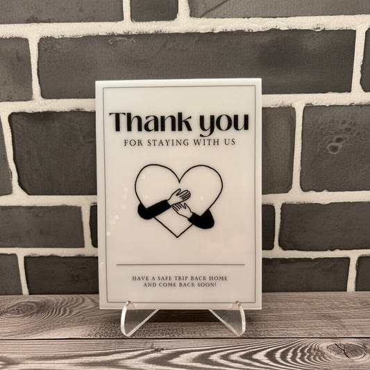 Thanks you For Staying With Us - Vacation Rental House Rules Signs, 5x7 inch Acrylic Signs, (Design 28)