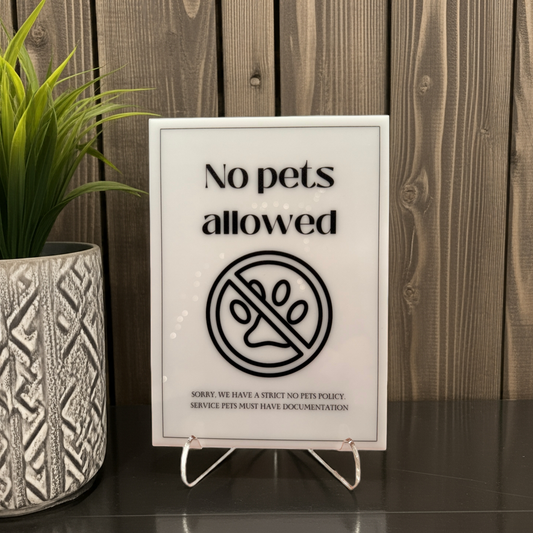 No Pets Allowed - Vacation Rental House Rules Signs, 5x7 inch Acrylic Signs (Design 18)