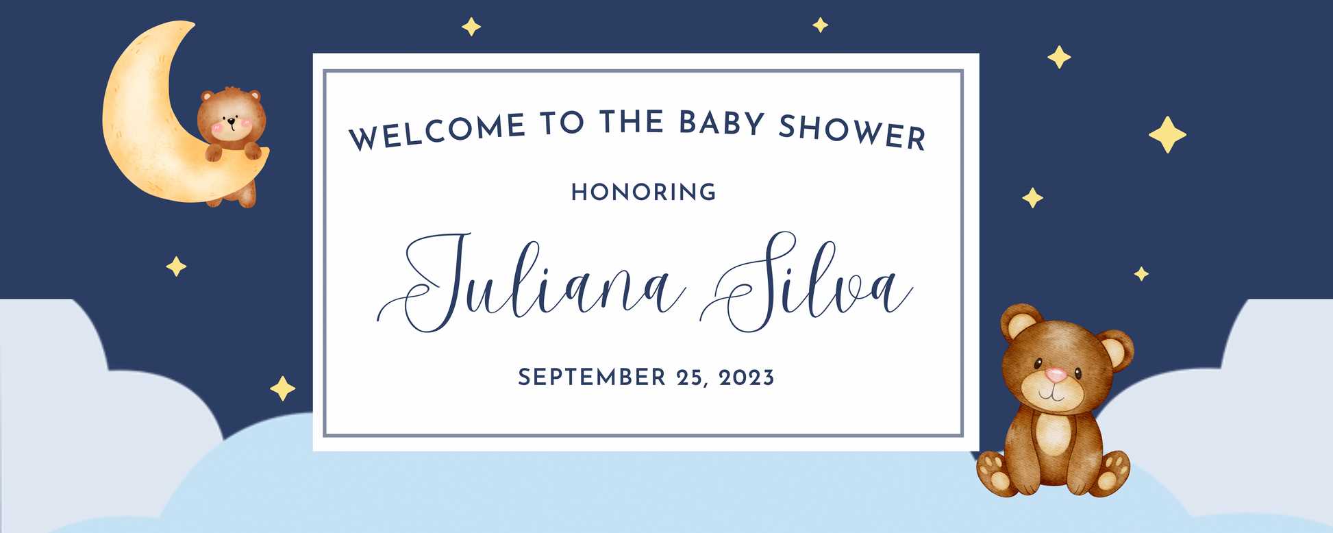Baby Shower Banner 60”x24”, Full Color, 8 Designs to Choose from. - Professional Artwork