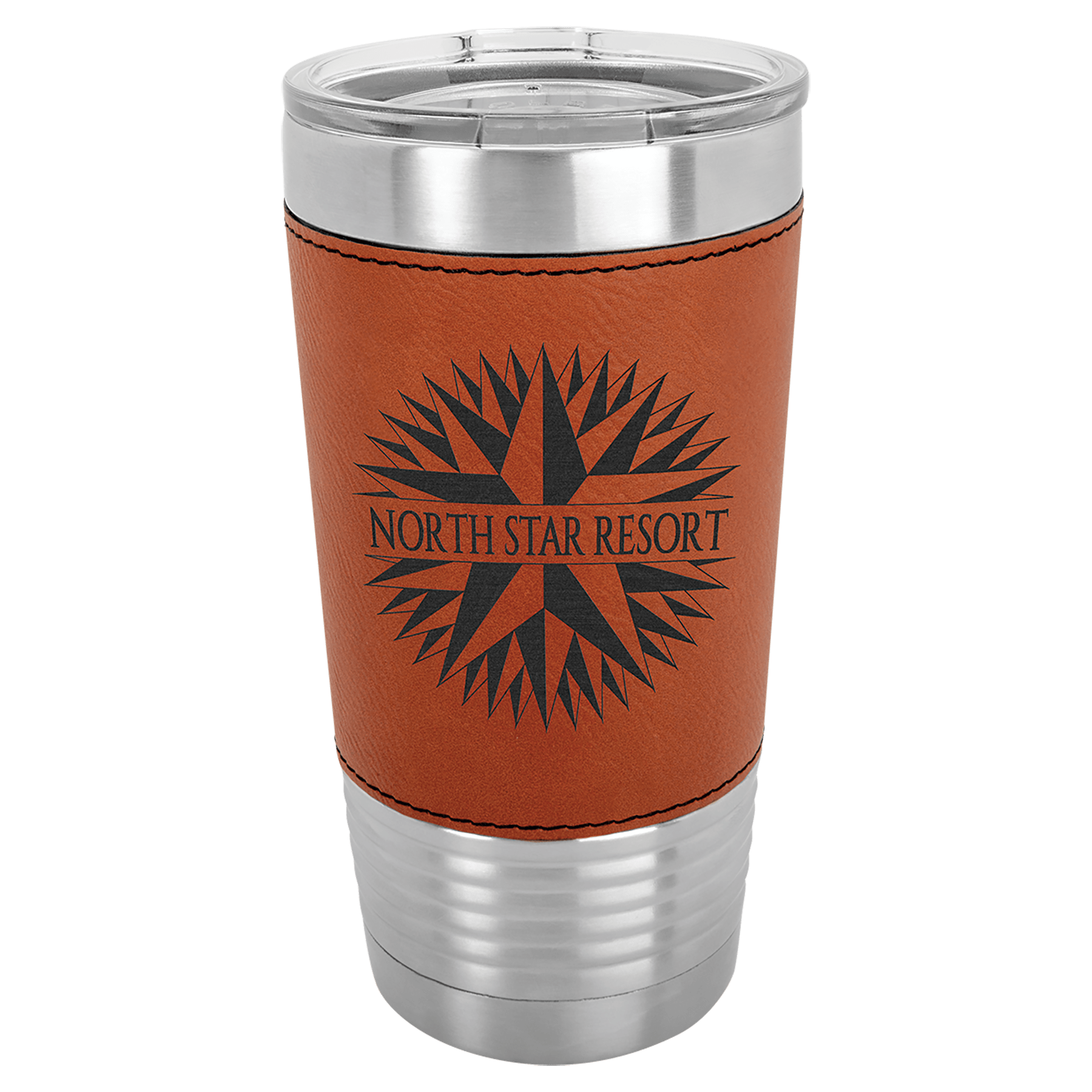 Polar Camel 20 oz. Leatherette Tumbler with Clear Lid - Professional Artwork