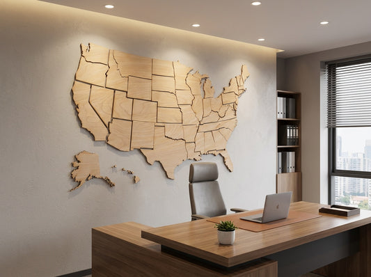 USA Map wood cut out - Professional Artwork