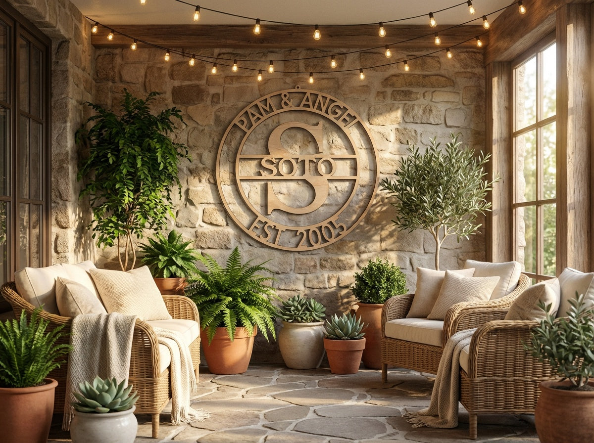 Personalized Monogram Round Wood Sign - Professional Artwork